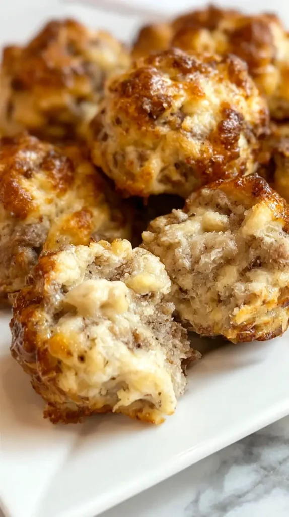 sausage balls, one broke slightly open