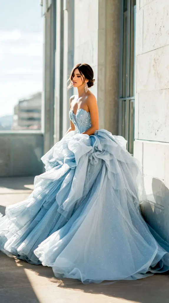 icy blue wedding dress