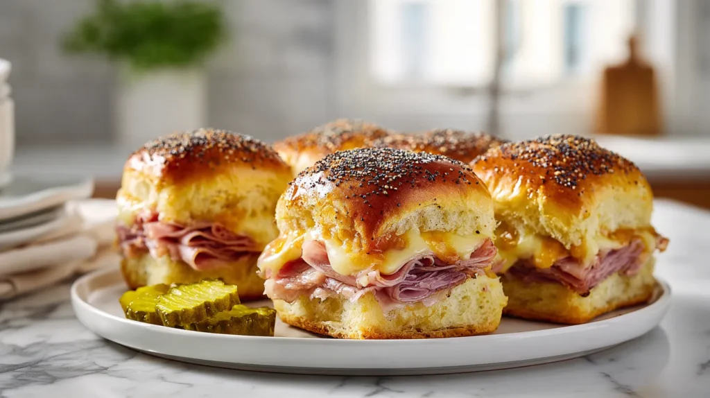 Hawaiian Roll ham and cheese and mustard Sliders