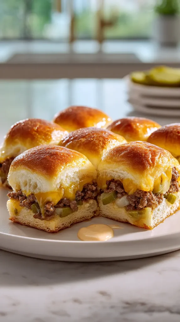 Hawaiian Roll cheeseburger Sliders