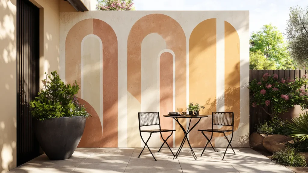 abstract art painted on the wall outside