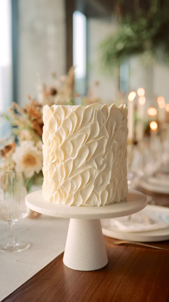 one-tier wedding cake, classic, elegant design