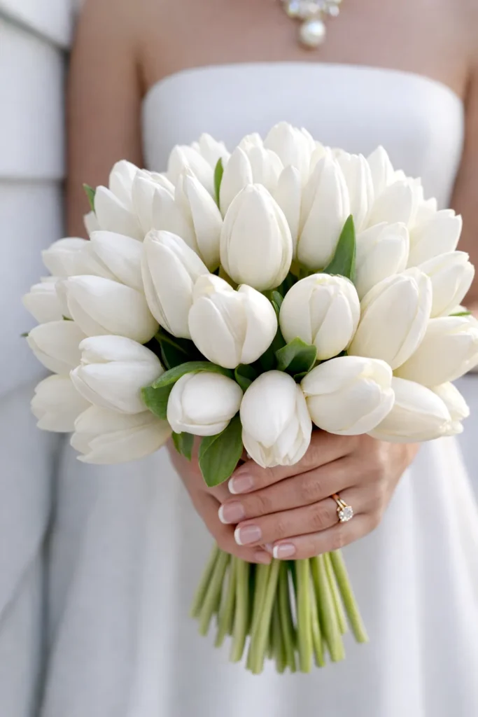 white tulip wedding bouquet