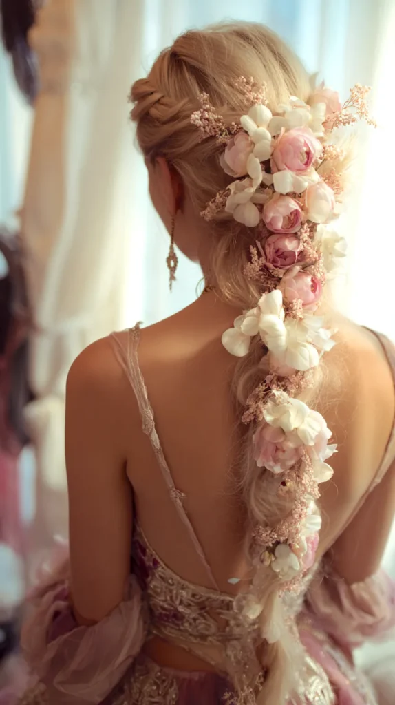 long floral hair style 