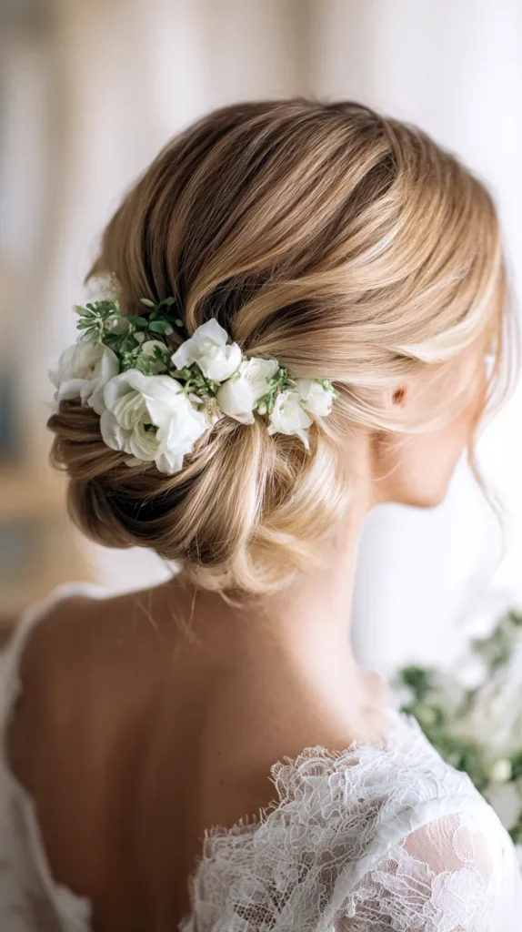 bridal wedding floral hair