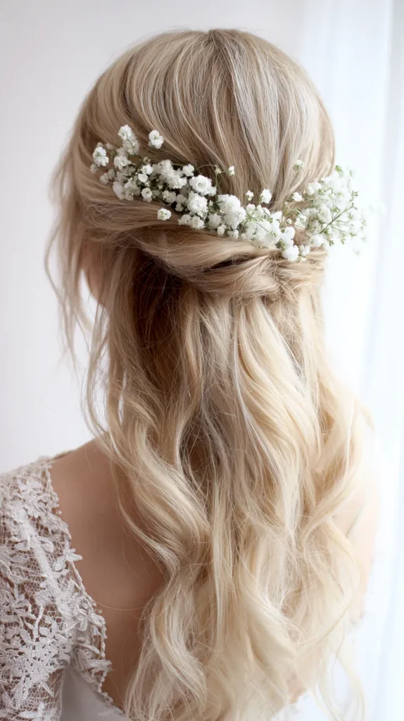 blonde hair with baby's breath