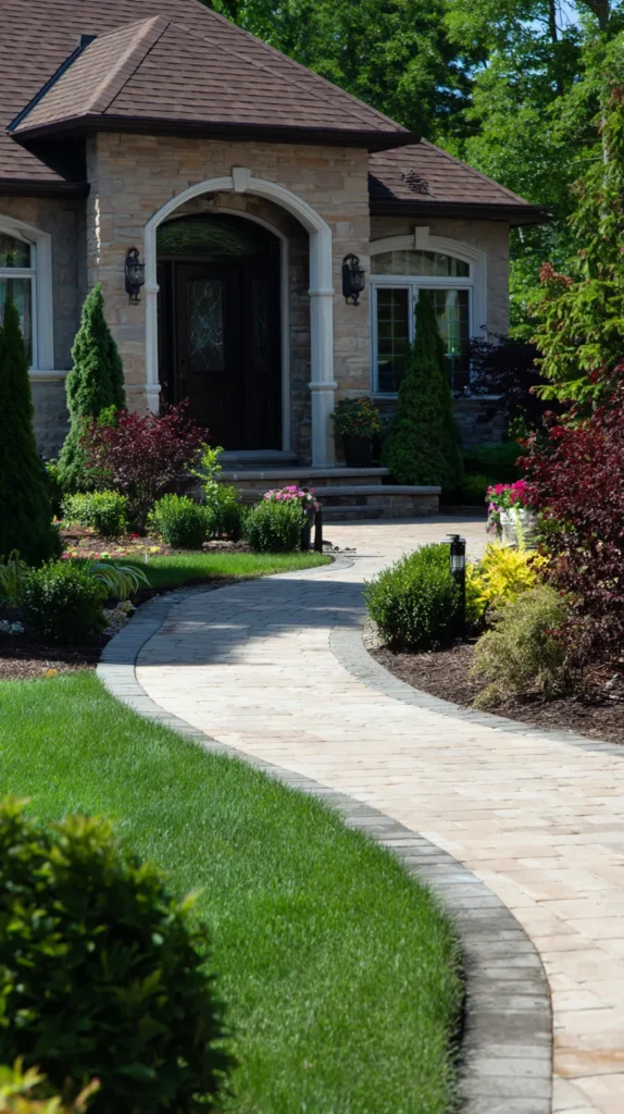 house with pavers and greenery