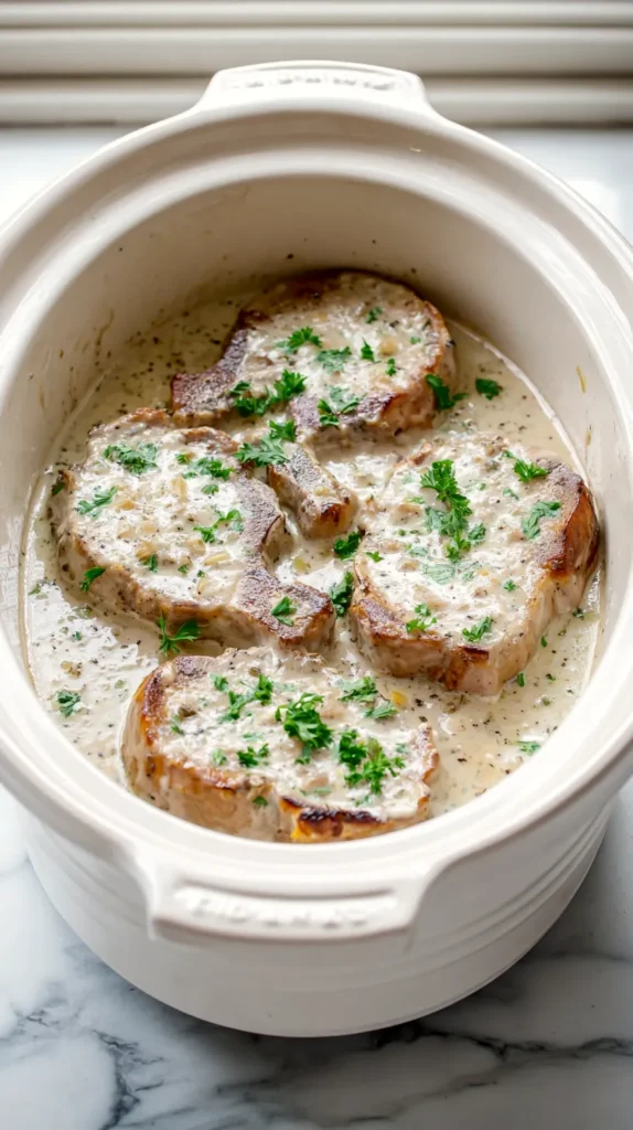 slow cooker pork chops in the crockpot