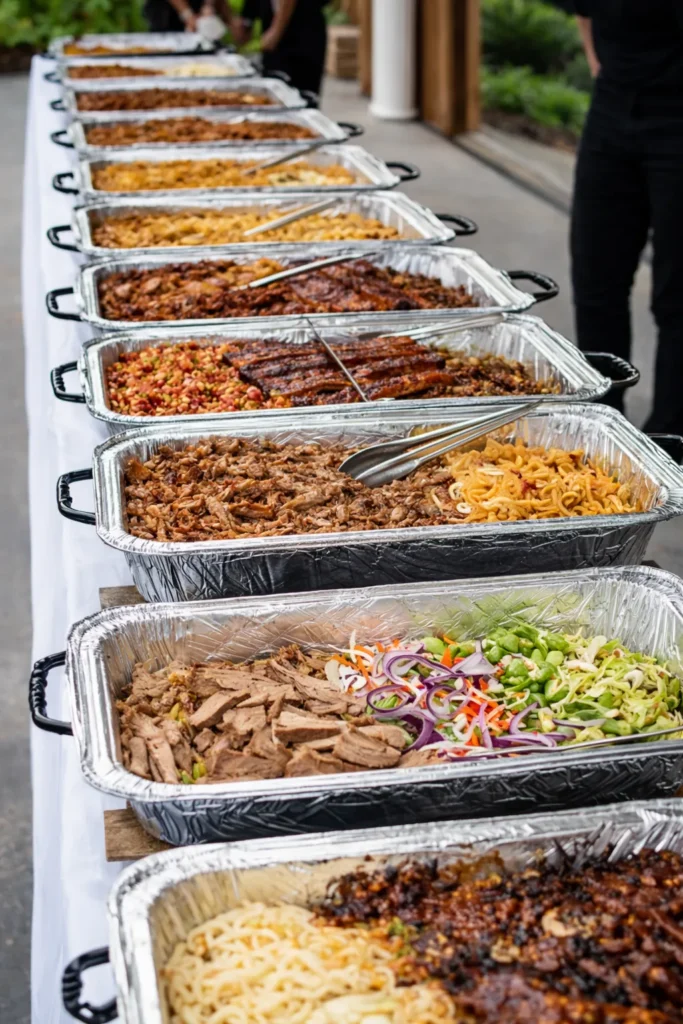 buffet of food outside