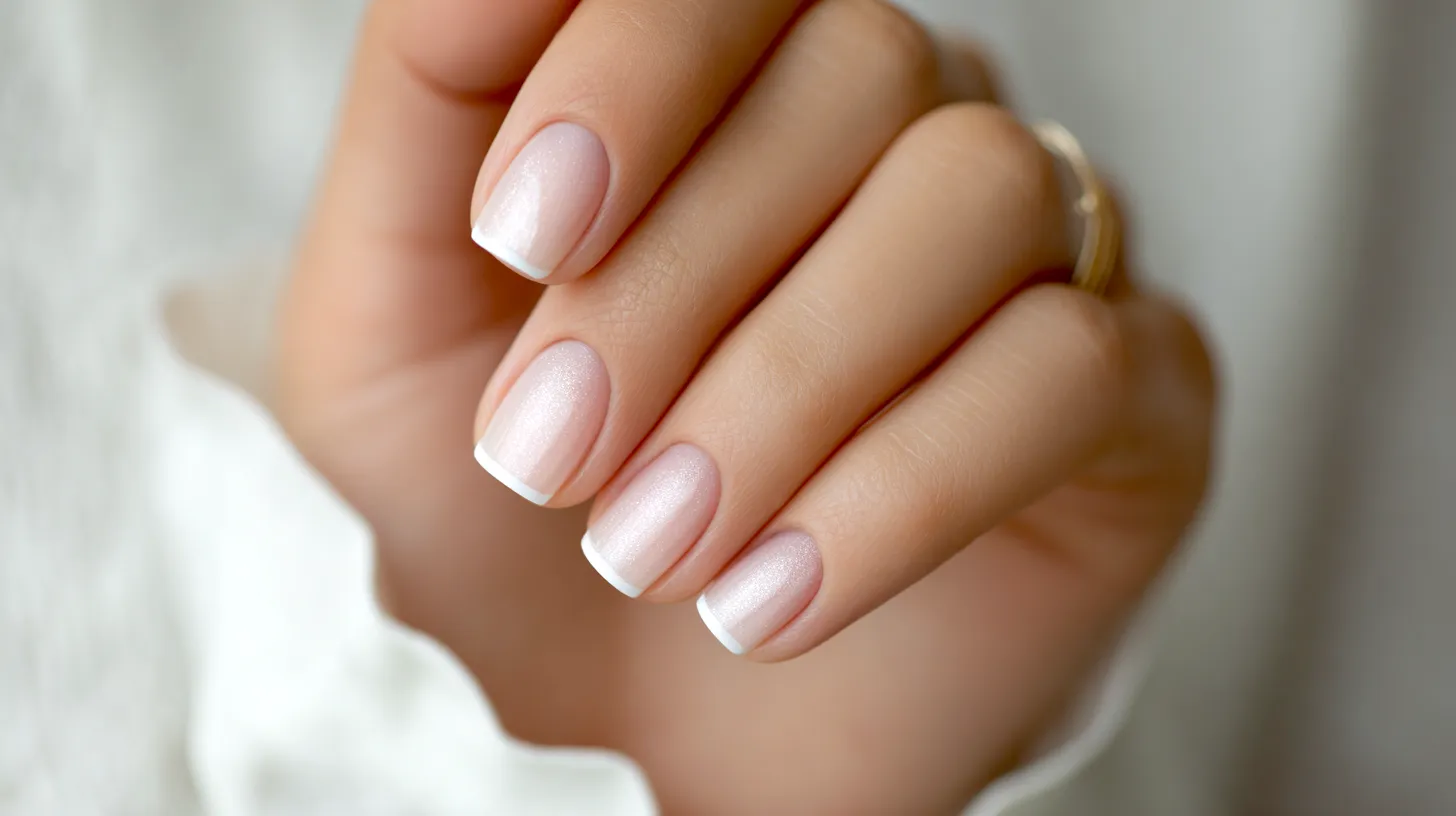 female wedding guest hand with a manicure