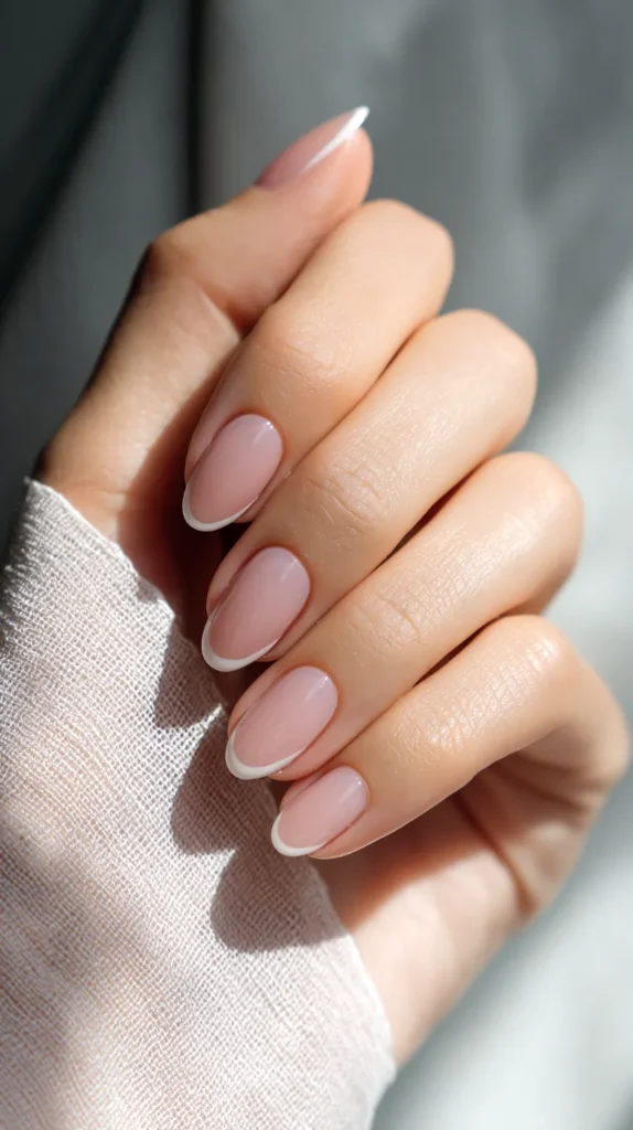 light nails pink and white French tips