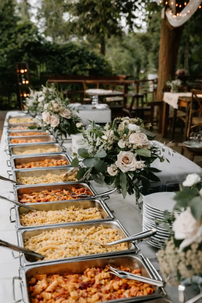 outdoor party, pasta bar