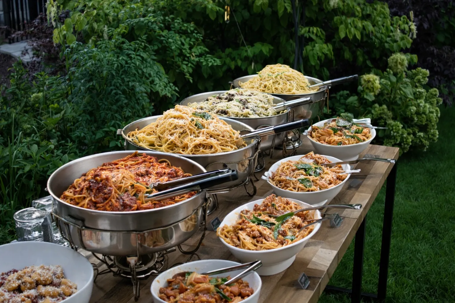 long pasta bar outside