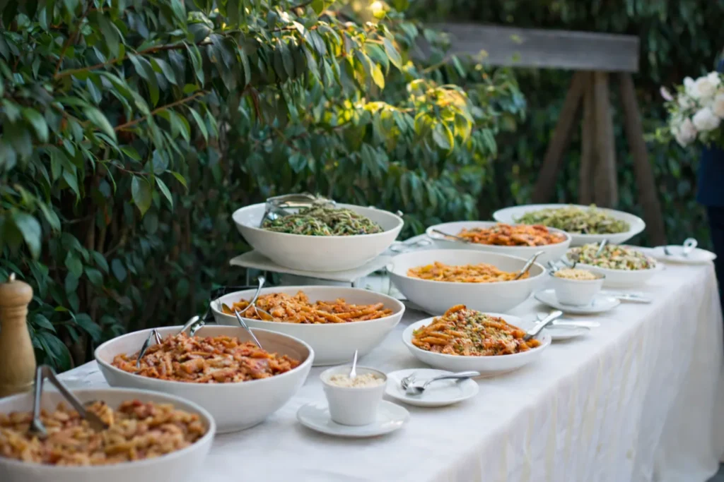 buffet table outside at a party