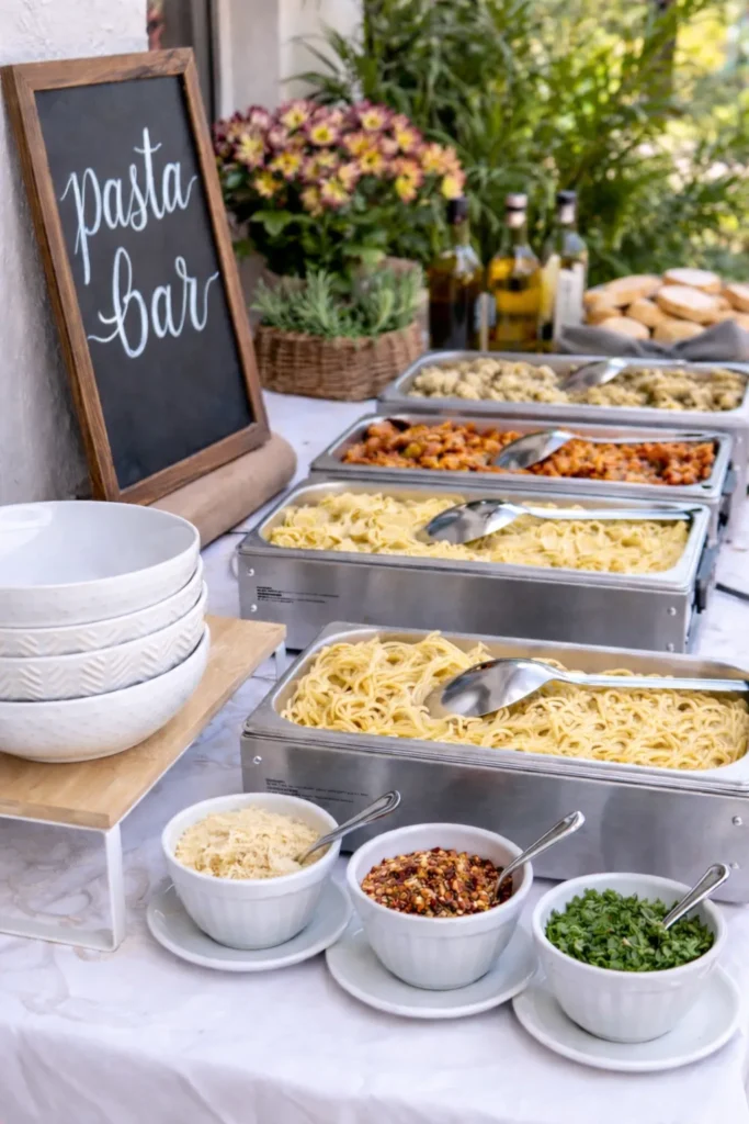 pasta bar with toppings