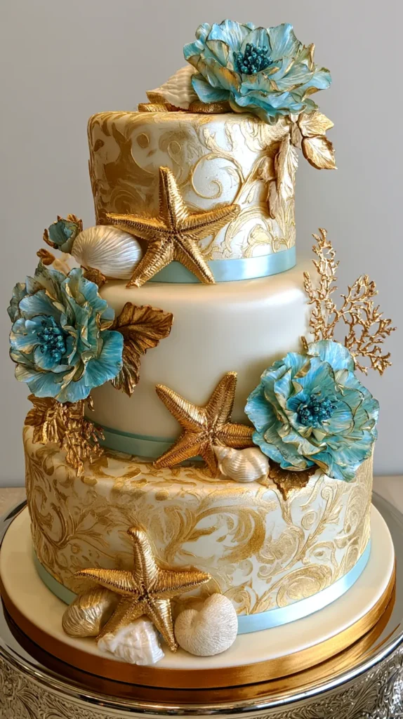 beach wedding cake 