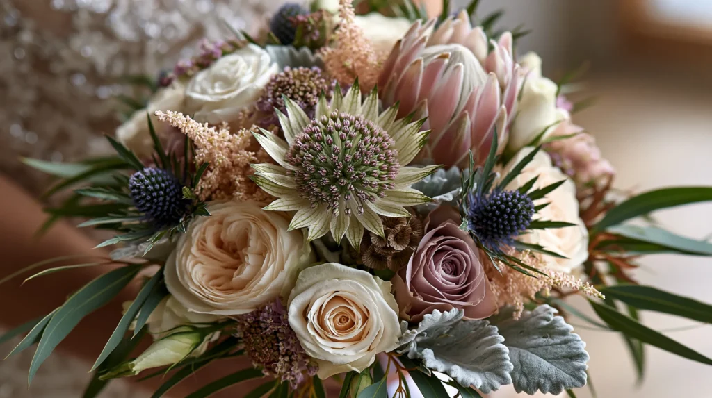 grouping of flowers being held