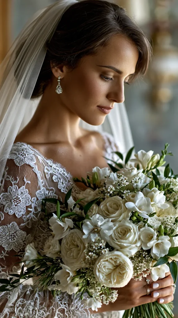 bride holding flowers