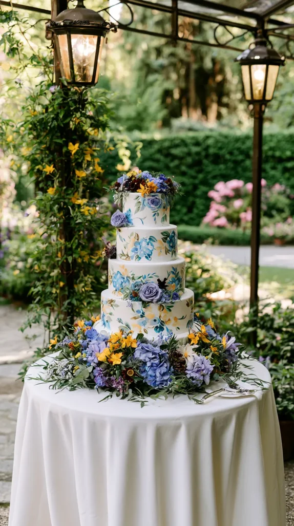 garden table, outdoor cake