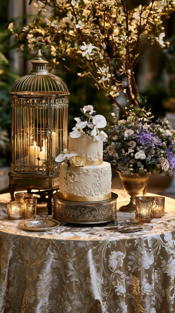 wedding cake table with decor