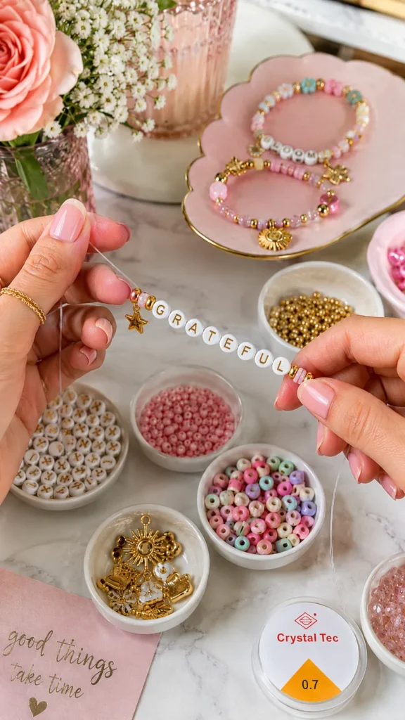 making a bead bracelet