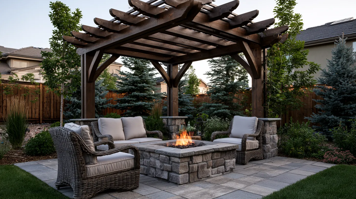 backyard living space at a suburban home
