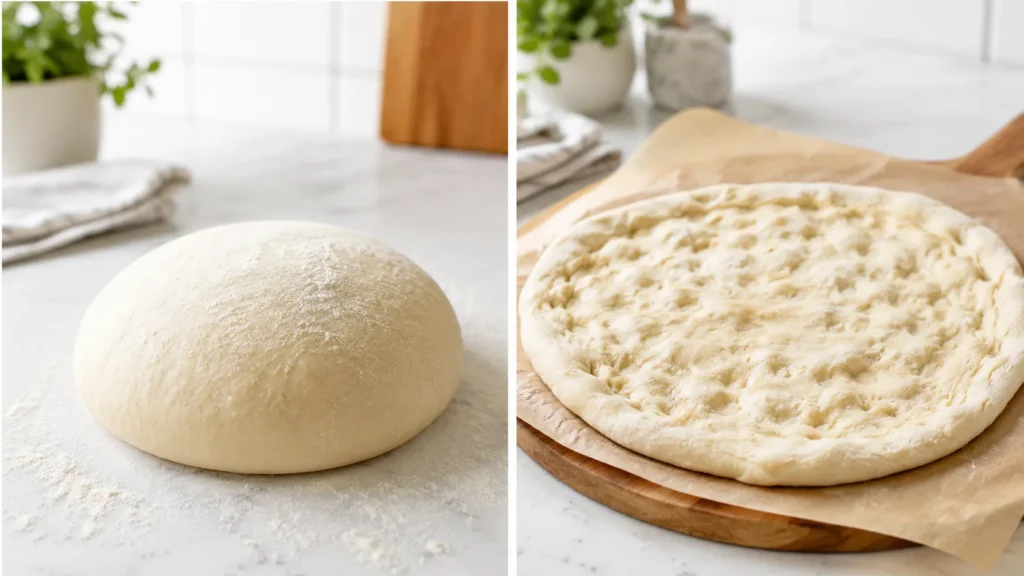 pizza dough being made