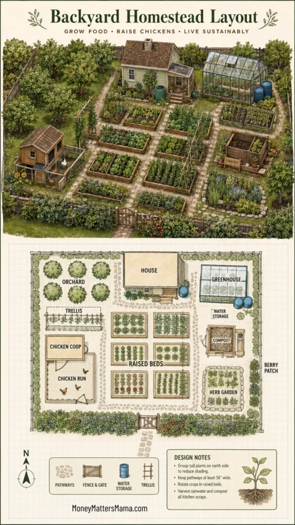 graphic of a homesteading garden