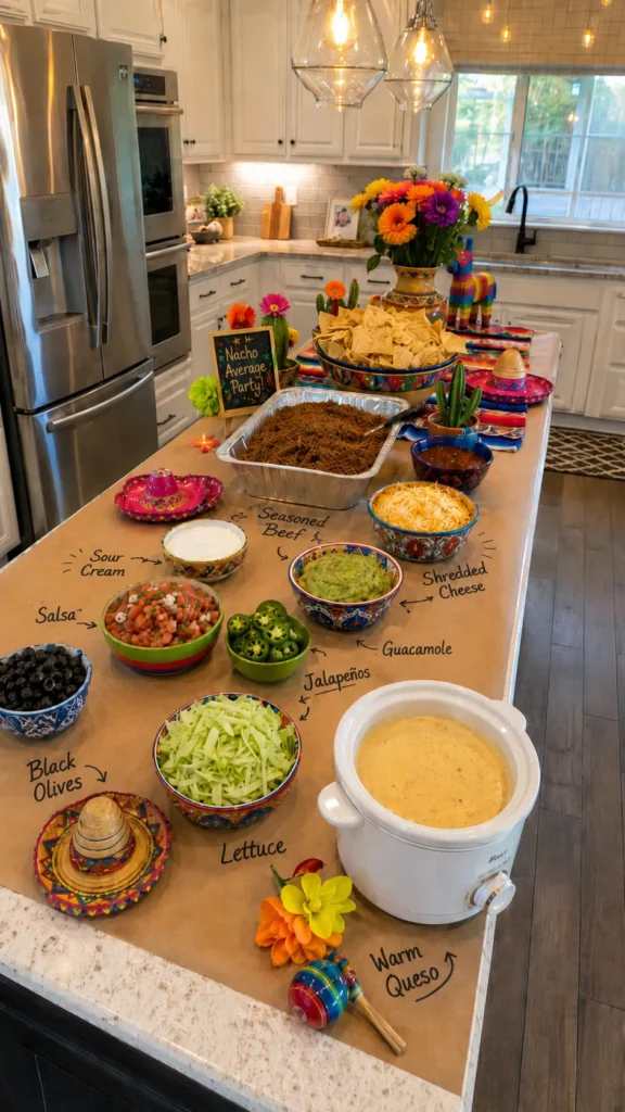 indoor nacho bar in the kitchen