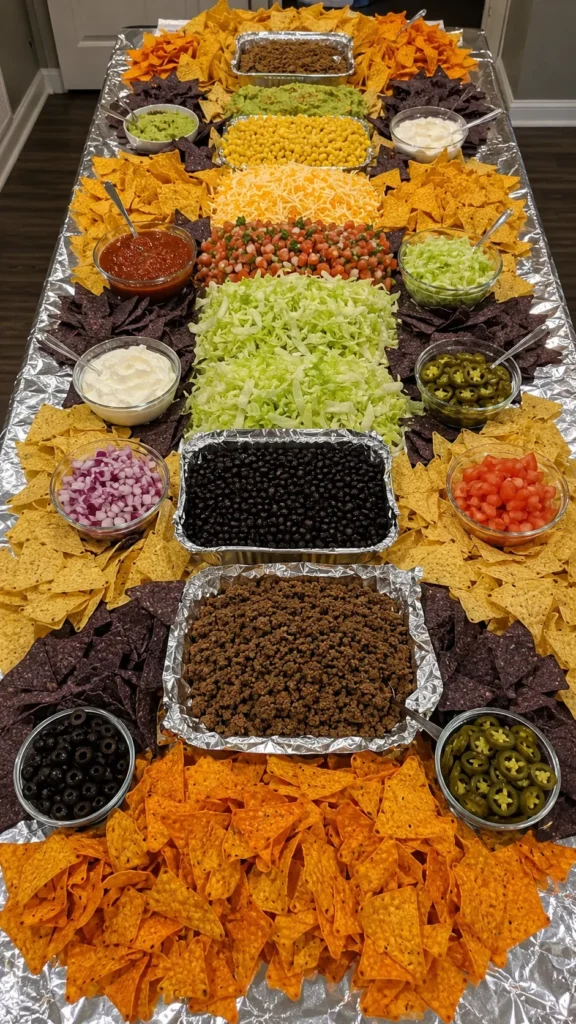overhead view of nacho bar