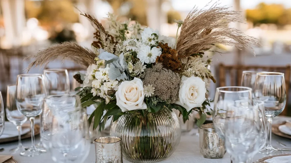 neutral-colored wedding centerpiece