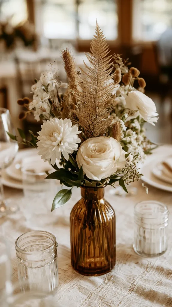 minimalist neutral-colored wedding centerpiece