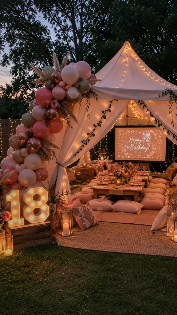 18th birthday party tent, outdoors