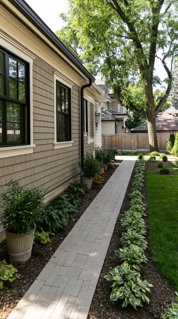 side yard of a home in a suburban style home
