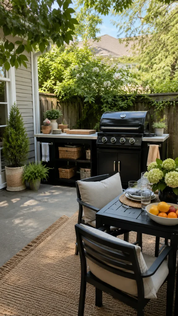 budget outside kitchen setup in a suburban yard