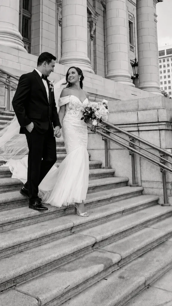 wedding courthouse bride and groom