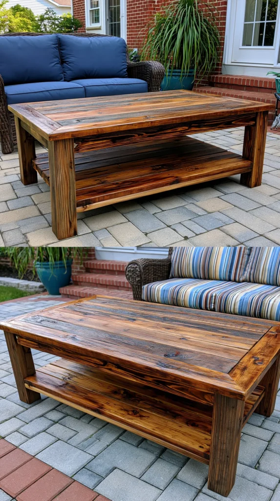 custom wooden outdoor table made from pallet wood