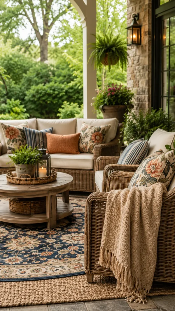 outdoor seating area, patio decorating ideas